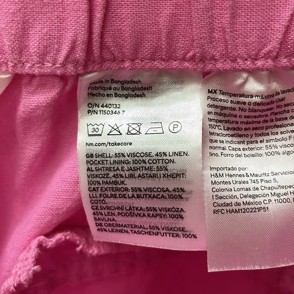 H&M Vibrant Pink Linen Blend Pants